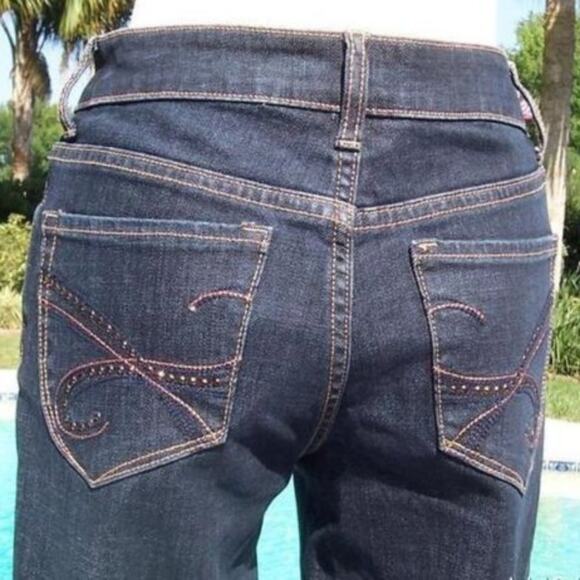 Cache Blue Denim Metallic Embroidery Embellished Jean Pant Crop Stretch $88 NWT - Picture 4 of 4